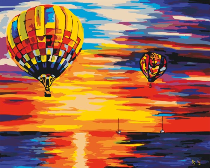 Фото картины, купить картину по номерам, Воздушные шары на закате KH2820. www.made-art.com.ua