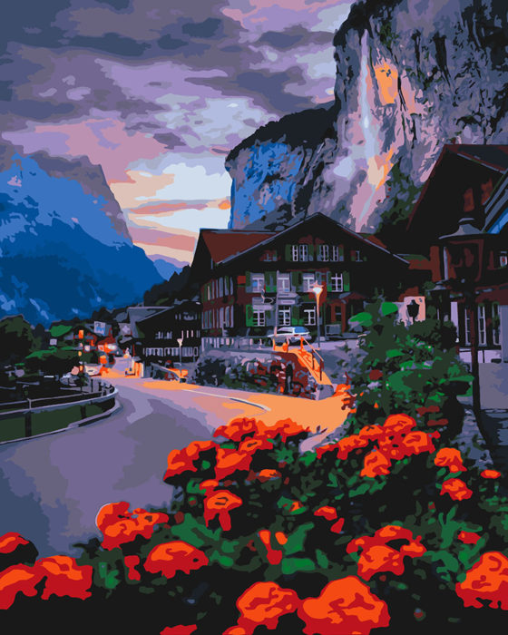 Фото картины, купить картину по номерам, Лето в Швейцарии KHO2262. www.made-art.com.ua
