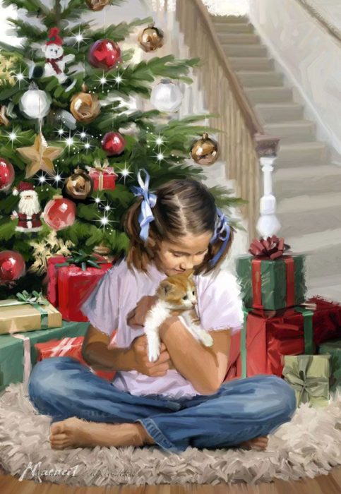 Фото картины, купить картину по номерам, Рождественский подарок VP785. www.made-art.com.ua