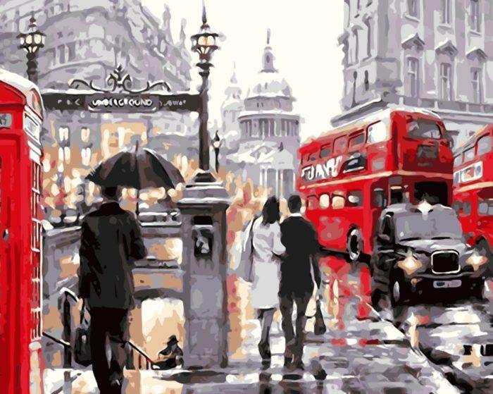 Фото картины, купить картину по номерам, Лондонский дождь VP764. www.made-art.com.ua