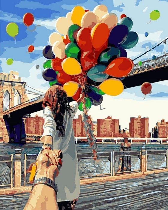 Фото картины, купить картину по номерам, Следуй за мной. Бруклинский мост BRM4371. www.made-art.com.ua
