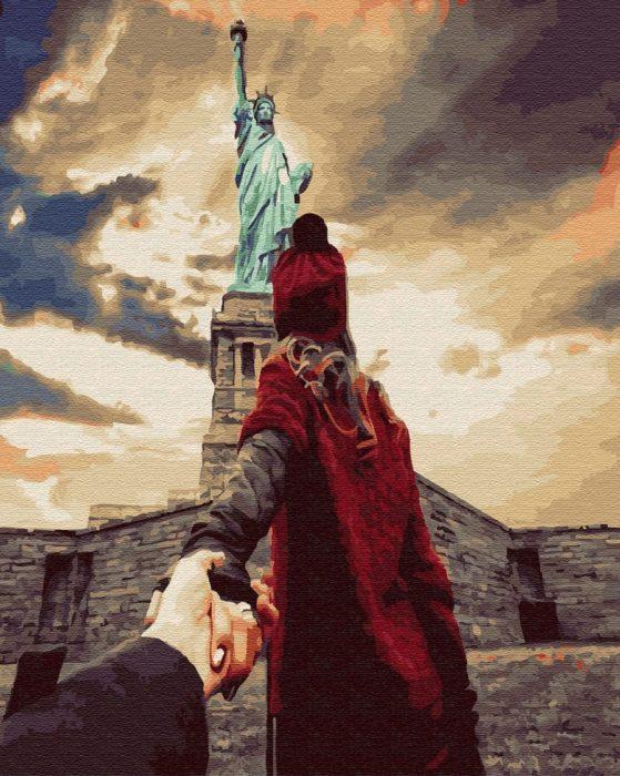 Фото картины, купить картину по номерам, Следуй за мной. Нью-Йорк Статуя Свободы GX24462. www.made-art.com.ua
