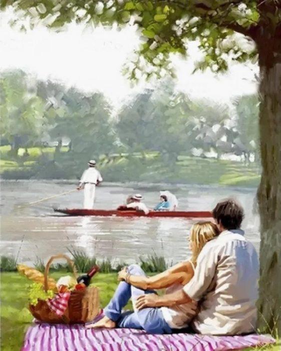Фото картины, купить картину по номерам, Пикник на берегу реки. www.made-art.com.ua