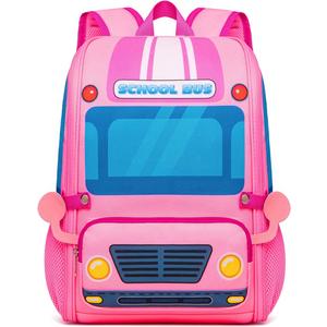 Фото 3D-рюкзак для дитини Шкільний автобус Рожевий на 11 літрів. www.made-art.com.ua